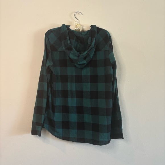 Tilly's Dark Teal and Black Hooded Flannel - Picture 2 of 5
